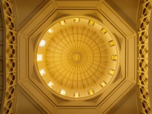 Oakland, California - September 30, 2018: Temple Sinai Reform Jewish Synagogue Dome.