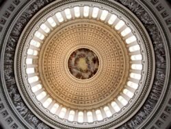 The inside of the rotunda in the United States Capitol.