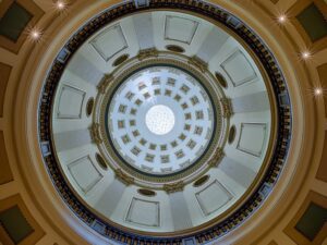 Jackson, Mississippi, USA - January 14, 2014: Interior dome from the rotunda of the Old Mississippi State Capitol building in Jackson, Mississippi